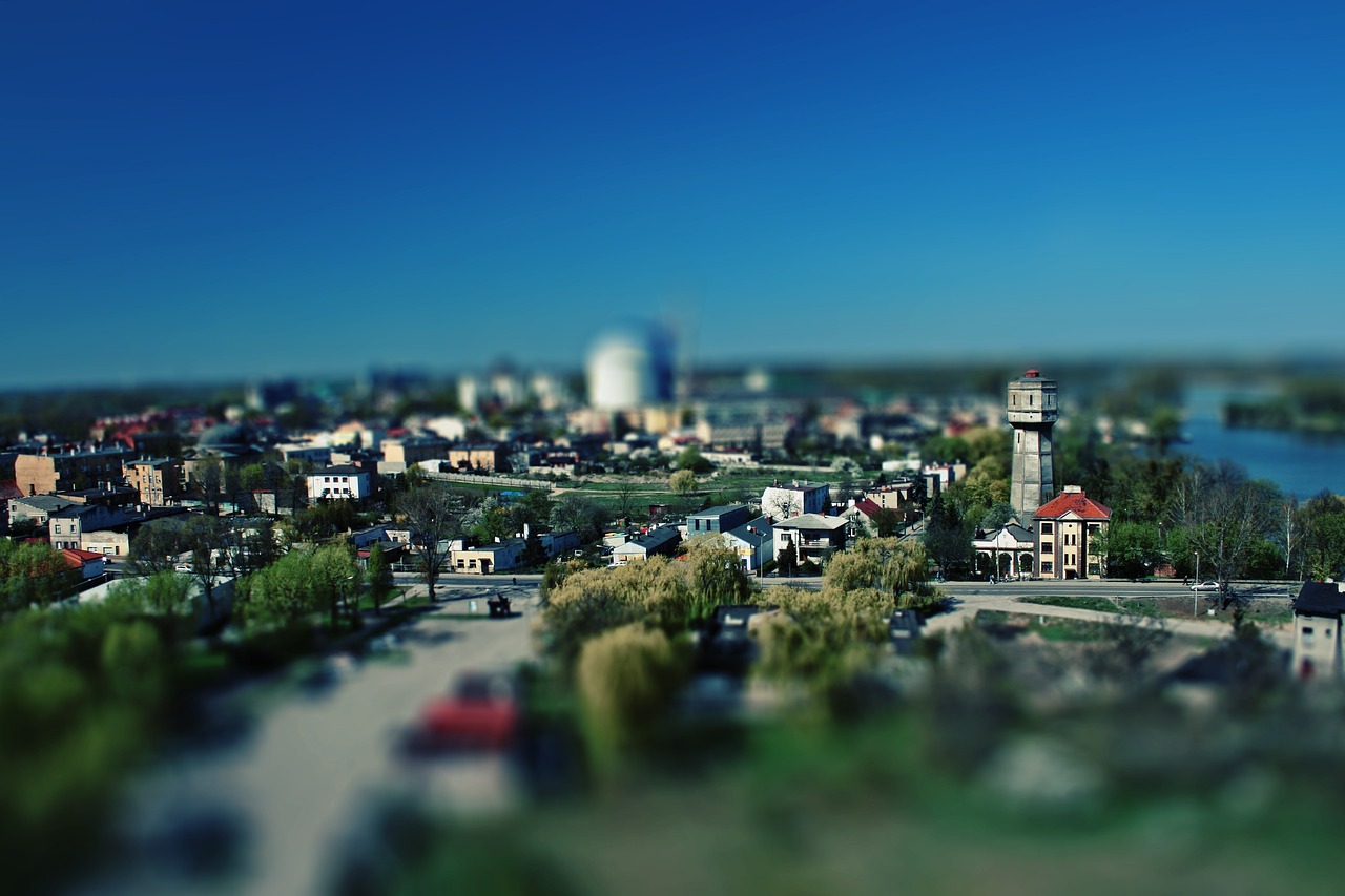 tilt, shift, city, poland, polska, kruszwica